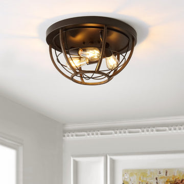 Lyla 15.75" Rustic Farmhouse Iron LED Flush Mount - JONATHAN Y